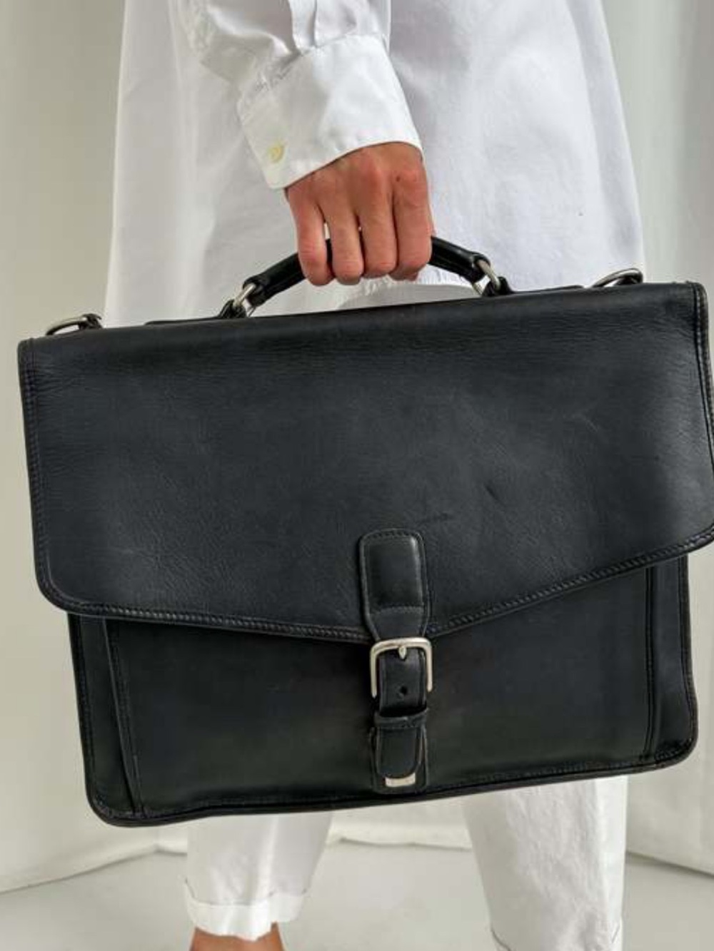 Vintage COACH 5319 Messenger Bag Black Leather Briefcase